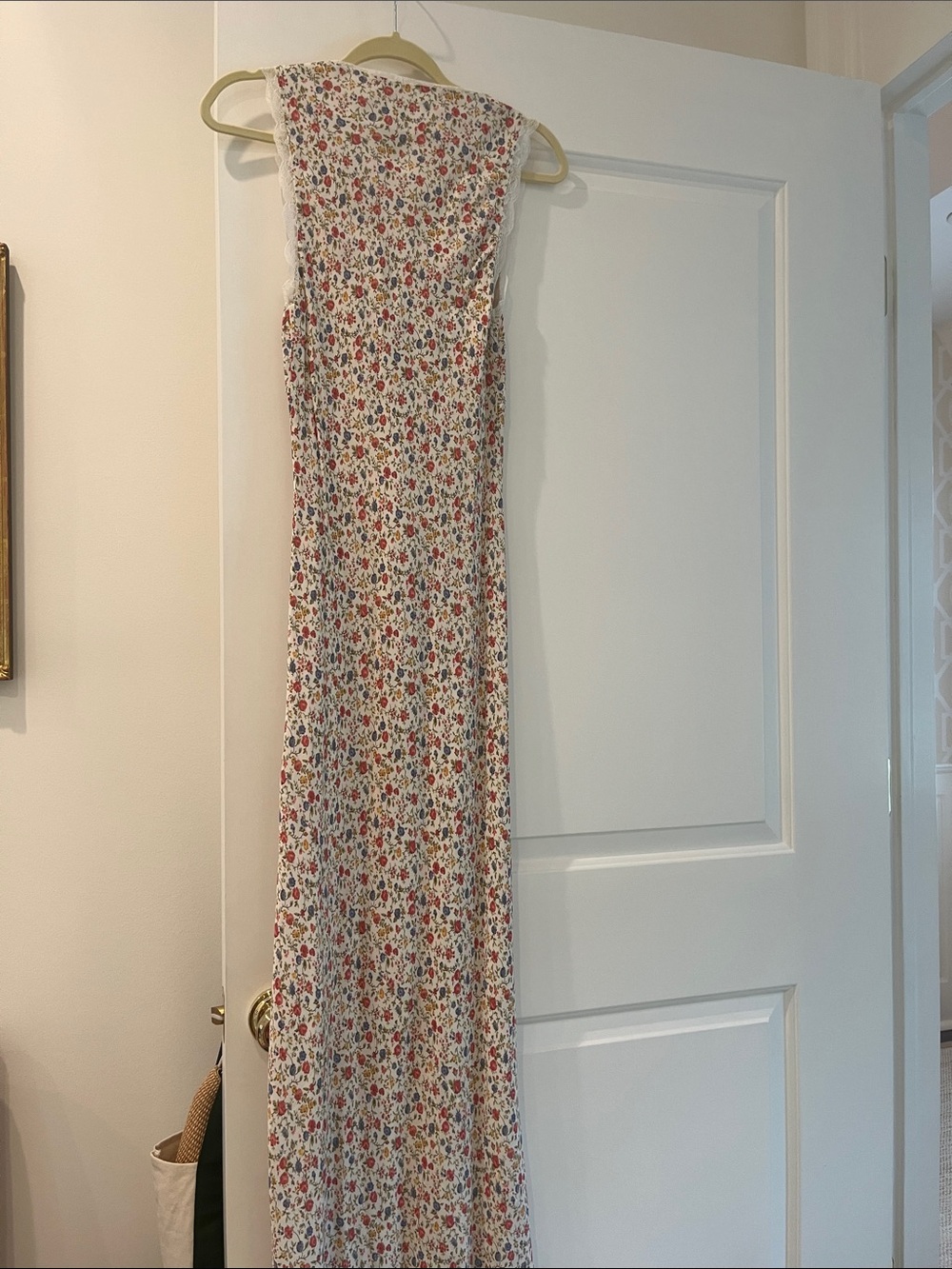 Reformation White Maxi Dress with Red & Green Floral - Picture 5 of 5